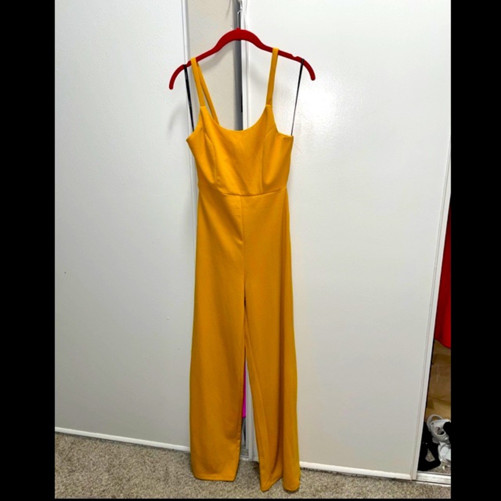 Mustard yellow backless jumpsuit